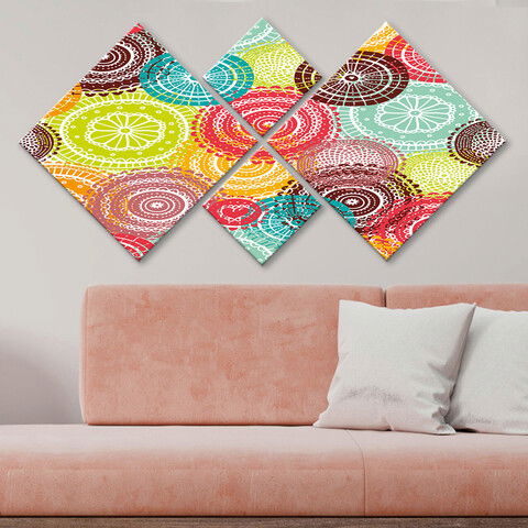 Set 4 tablouri decorative, 4MDF4155716, MDF, Imprimat UV, Multicolor
