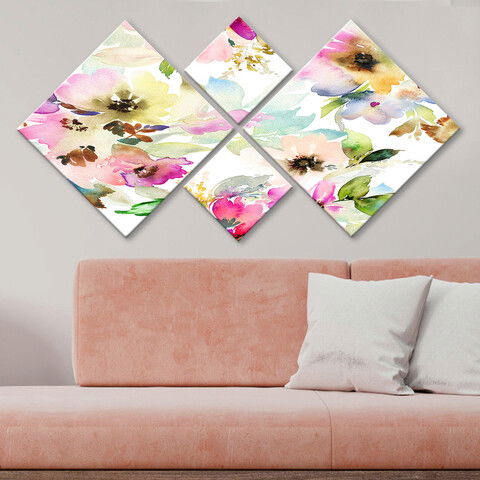Set 4 tablouri decorative, 4MDF440209549, MDF, Imprimat UV, Multicolor