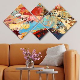 Set 4 tablouri decorative, 4MDF533438770, MDF, Imprimat UV, Multicolor