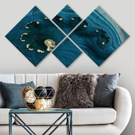 Set 4 tablouri decorative, 4MDF689833591, MDF, Imprimat UV, Multicolor