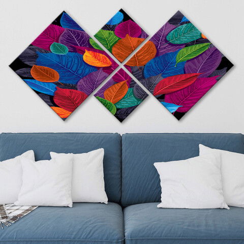 Set 4 tablouri decorative, 4MDF79077301, MDF, Imprimat UV, Multicolor