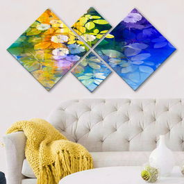 Set 4 tablouri decorative, 4MDF80677590, MDF, Imprimat UV, Multicolor