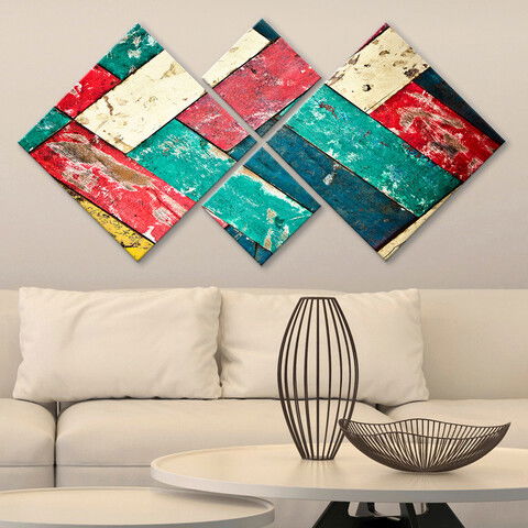 Set 4 tablouri decorative, 4MDF8987268, MDF, Imprimat UV, Multicolor