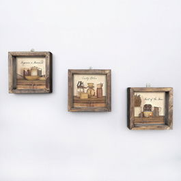 Set 3 tablouri decorative, UKZM004, MDF, Imprimat UV, Multicolor