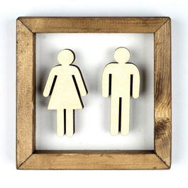 Decoratiune de perete, WC001, MDF, Lemn, Nuc / Alb