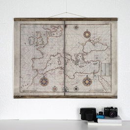 Tablou decorativ, Map117, Lemn, Piele ecologica, Multicolor