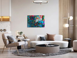 Tablou decorativ, 1380, Sticla temperata, 70 x 100 cm, Multicolor