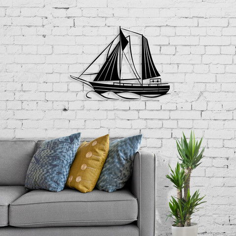 Decoratiune de perete, Sail, Metal, Dimensiune: 55 x 40 cm, Negru