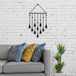 Decoratiune de perete, Tassel, Metal, Dimensiune: 32,6 x 60 cm, Negru