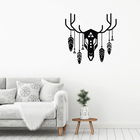 Decoratiune de perete, Deer Totem, Metal, Dimensiune: 60 x 60 cm, Negru