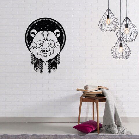 Decoratiune de perete, Bear, Metal, Dimensiune: 44 x 60 cm, Negru