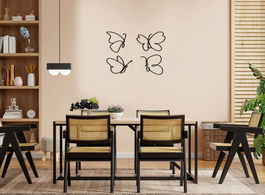 Decoratiune de perete, Butterflies, Metal, 25 x 25 cm, 4 piese, Negru