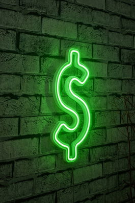 Decoratiune luminoasa LED, Dollar Sign, Benzi flexibile de neon, DC 12 V, Verde