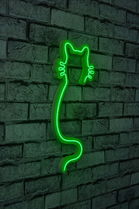 Decoratiune luminoasa LED, Cat, Benzi flexibile de neon, DC 12 V, Verde