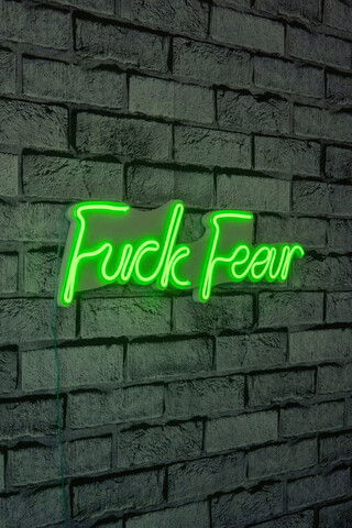 Decoratiune luminoasa LED, Fuck Fear, Benzi flexibile de neon, DC 12 V, Verde