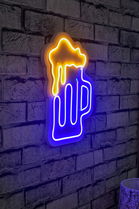 Decoratiune luminoasa LED, Beer Glass, Benzi flexibile de neon, DC 12 V, Albastru / Galben