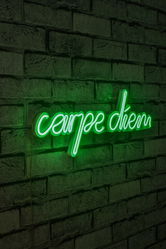 Decoratiune luminoasa LED, Carpe Diem, Benzi flexibile de neon, DC 12 V, Verde