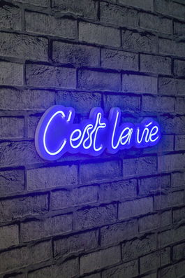 Decoratiune luminoasa LED, C'est La Vie, Benzi flexibile de neon, DC 12 V, Albastru