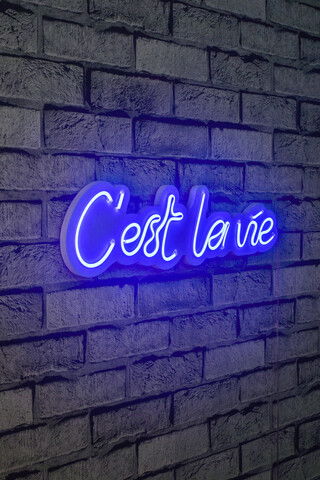 Decoratiune luminoasa LED, C`est La Vie, Benzi flexibile de neon, DC 12 V, Albastru