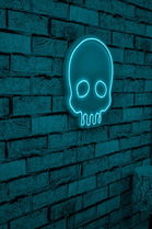 Decoratiune luminoasa LED, Skull, Benzi flexibile de neon, DC 12 V, Albastru