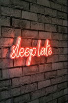 Decoratiune luminoasa LED, Sleep Late, Benzi flexibile de neon, DC 12 V, Rosu