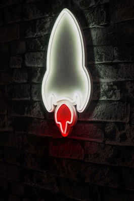 Decoratiune luminoasa LED, Rocket, Benzi flexibile de neon, DC 12 V, Alb roșu