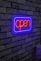Decoratiune luminoasa LED, Open, Benzi flexibile de neon, DC 12 V, Albastru rosu