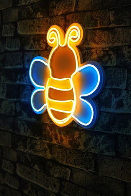 Decoratiune luminoasa LED, Maya The Bee, Benzi flexibile de neon, DC 12 V, Albastru / Galben