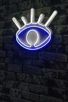 Decoratiune luminoasa LED, Evil Eye, Benzi flexibile de neon, DC 12 V, Alb / Albastru