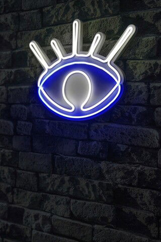 Decoratiune luminoasa LED, Evil Eye, Benzi flexibile de neon, DC 12 V, Alb / Albastru