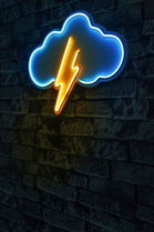 Decoratiune luminoasa LED, Thunder Storm, Benzi flexibile de neon, DC 12 V, Albastru / Galben