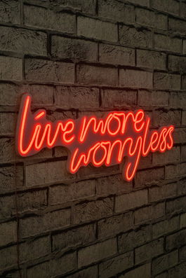 Decoratiune luminoasa LED, Live More Worry Less, Benzi flexibile de neon, DC 12 V, Rosu