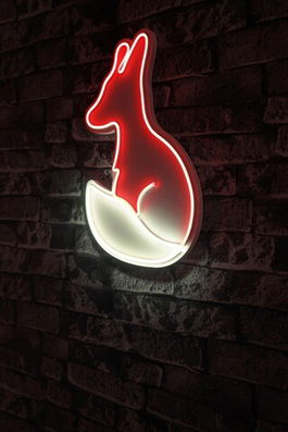 Decoratiune luminoasa LED, Fox, Benzi flexibile de neon, DC 12 V, Rosu alb