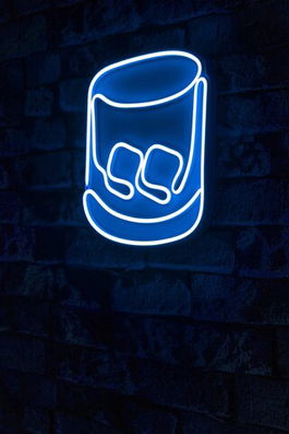 Decoratiune luminoasa LED, Whiskey Old Fashioned, Benzi flexibile de neon, DC 12 V, Albastru