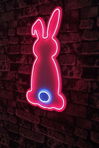 Decoratiune luminoasa LED, Rabbit, Benzi flexibile de neon, DC 12 V, Roz / Albastru