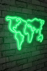 Decoratiune luminoasa LED, World Map, Benzi flexibile de neon, DC 12 V, Verde