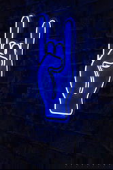 Decoratiune luminoasa LED, Rock N Roll Sign, Benzi flexibile de neon, DC 12 V, Albastru