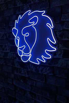 Decoratiune luminoasa LED, Lion, Benzi flexibile de neon, DC 12 V, Albastru