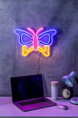 Decoratiune luminoasa LED, Butterfly, Benzi flexibile de neon, DC 12 V, Multicolor