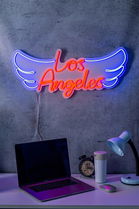 Decoratiune luminoasa LED, Los Angeles, Benzi flexibile de neon, DC 12 V, Rosu albastru