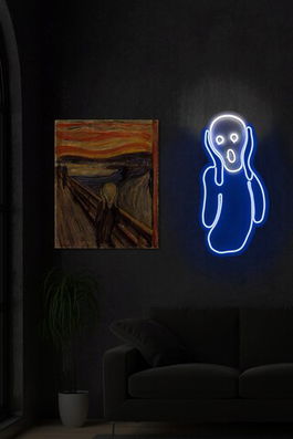 Decoratiune luminoasa LED, Scream, Benzi flexibile de neon, DC 12 V, Albastru alb