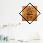 Decoratiune de perete, Good Things Come To Those Who Wait, 50% lemn/50% metal, Dimensiune: 54 x 54 cm, Nuc / Negru