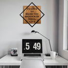 Decoratiune de perete, I`D Like To Mark You As , 50% lemn/50% metal, Dimensiune: 54 x 54 cm, Nuc / Negru