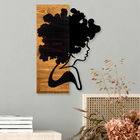 Decoratiune de perete, African Woman 4, 50% lemn/50% metal, Dimensiune: 35 x 3 x 50 cm, Negru / Nuc deschis