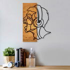 Decoratiune de perete, Bruno, 50% lemn/50% metal, Dimensiune: 35 x 3 x 50 cm, Negru / Nuc deschis