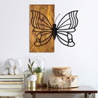 Decoratiune de perete, Butterfly 2, 50% lemn/50% metal, Dimensiune: 59 x 58 cm, Nuc / Negru