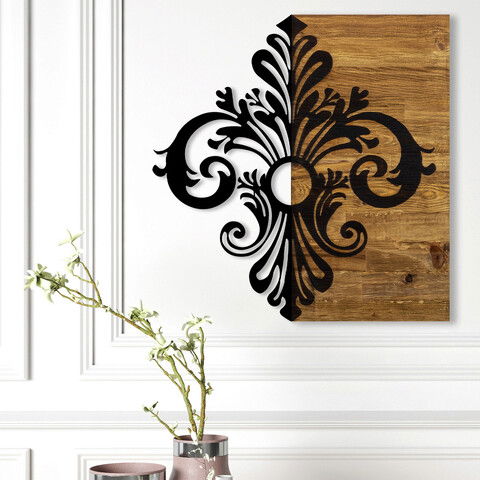 Decoratiune de perete, Shadow, Metal/lemn, Dimensiune: 57 x 3 x 58 cm, Nuc / Negru