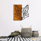 Decoratiune de perete, Tilki, 50% lemn/50% metal, Dimensiune: 55 x 58 cm, Nuc / Negru