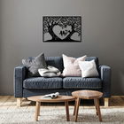 Decoratiune de perete, Birds Love, Metal, Dimensiune: 69 x 46 cm, Negru