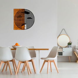 Decoratiune de perete, Yagmurlar , 50% lemn/50% metal, Dimensiune: 58 x 58 cm, Nuc / Negru